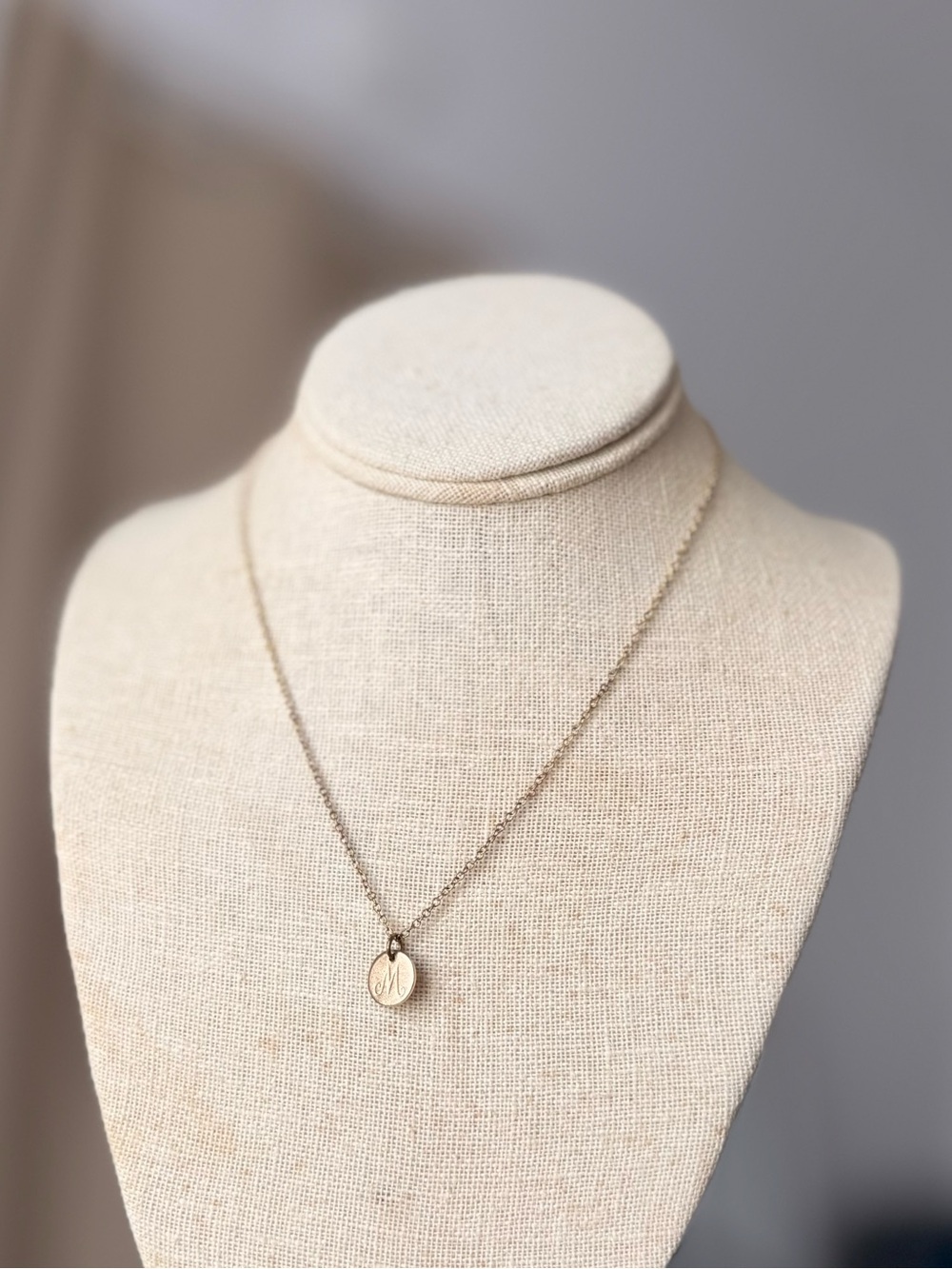 LC Lauren Conrad Dainty Gold "M" Initial Disc Necklace